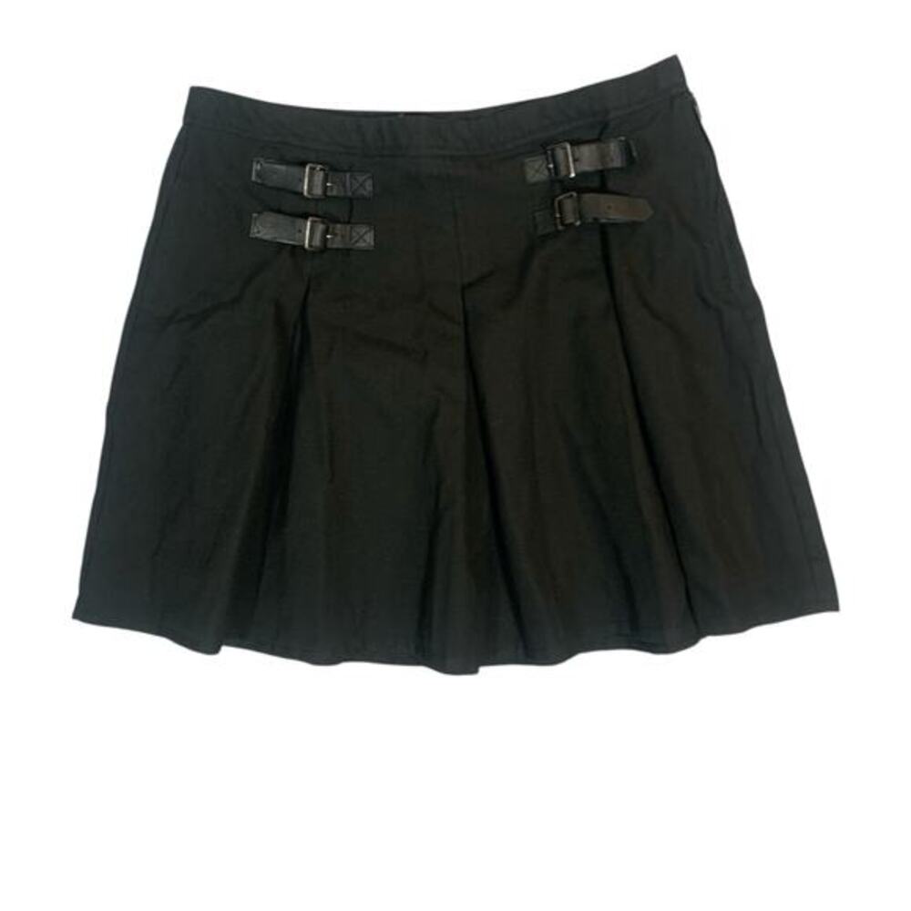 Hot Topic Black Mini Skirt Pleated Double Buckle Sz XL Ladies Gothic